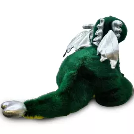 Дракон большой из меха норки, зеленый